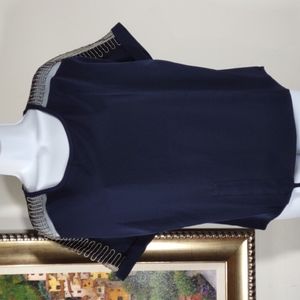 Your Best Friend Navy Silky Poly Top
